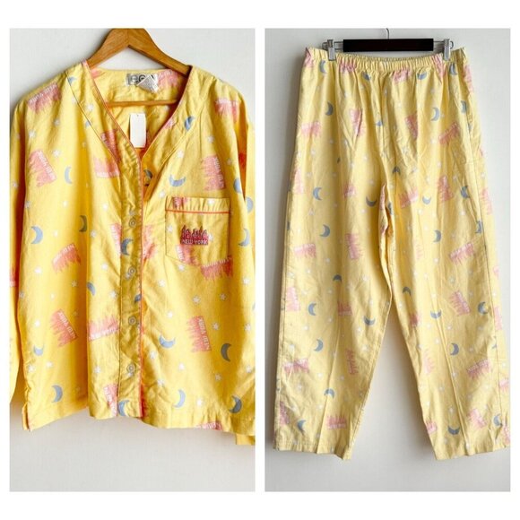 Vintage EGO from Zellers New York Print Flannel Pyjama Set 1XL - Picture 1 of 6